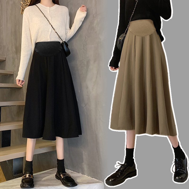 Pregnant Women's Skirt Women's Mid-length A- line Skirt Small High Waist Umbrella Skirt Long Skirt