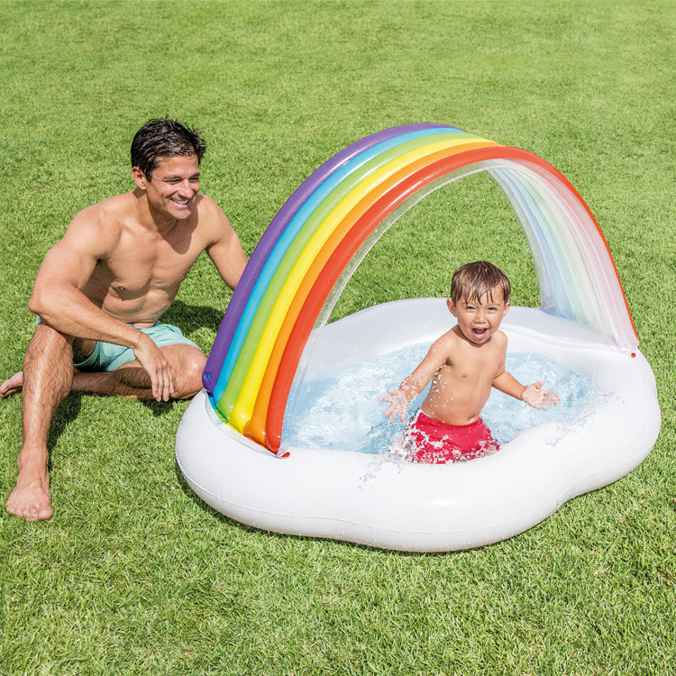 Original Genuine INTEX Rainbow Baby Paddling Pool Inflatable Family Swimming Pool Sand Pool Ocean Ball Pool 57141