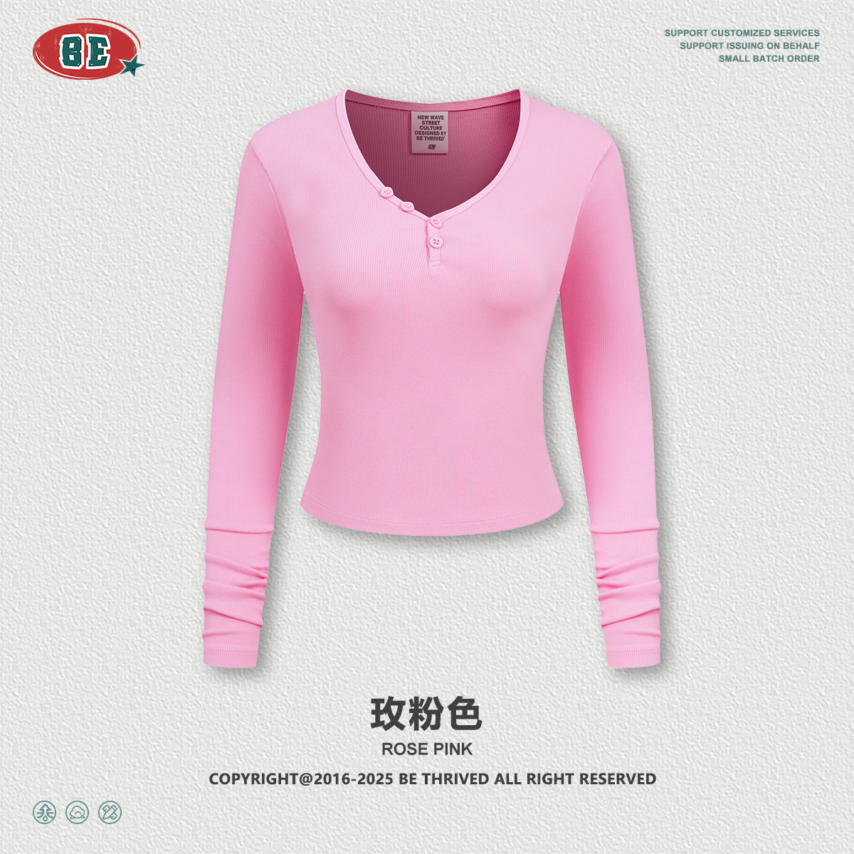 BE ropa de mujer | Suéter de manga larga con botones con cuello en V sexy puro europeo y americano, camisa de fondo delgada y delgada, camiseta de color sólido, mujer image 9