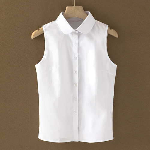 2025 chiffon shirt sleeveless shirt spring and summer Korean women's all-matching basic professional shirt vest new fake collar