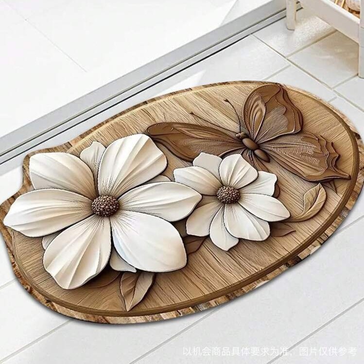 Diatom Mud Floor Mat, Bathroom Absorbent Mat, Bathroom Door Non-Slip Mat, American Butterfly Washable Foot Mat, Available for Wholesale