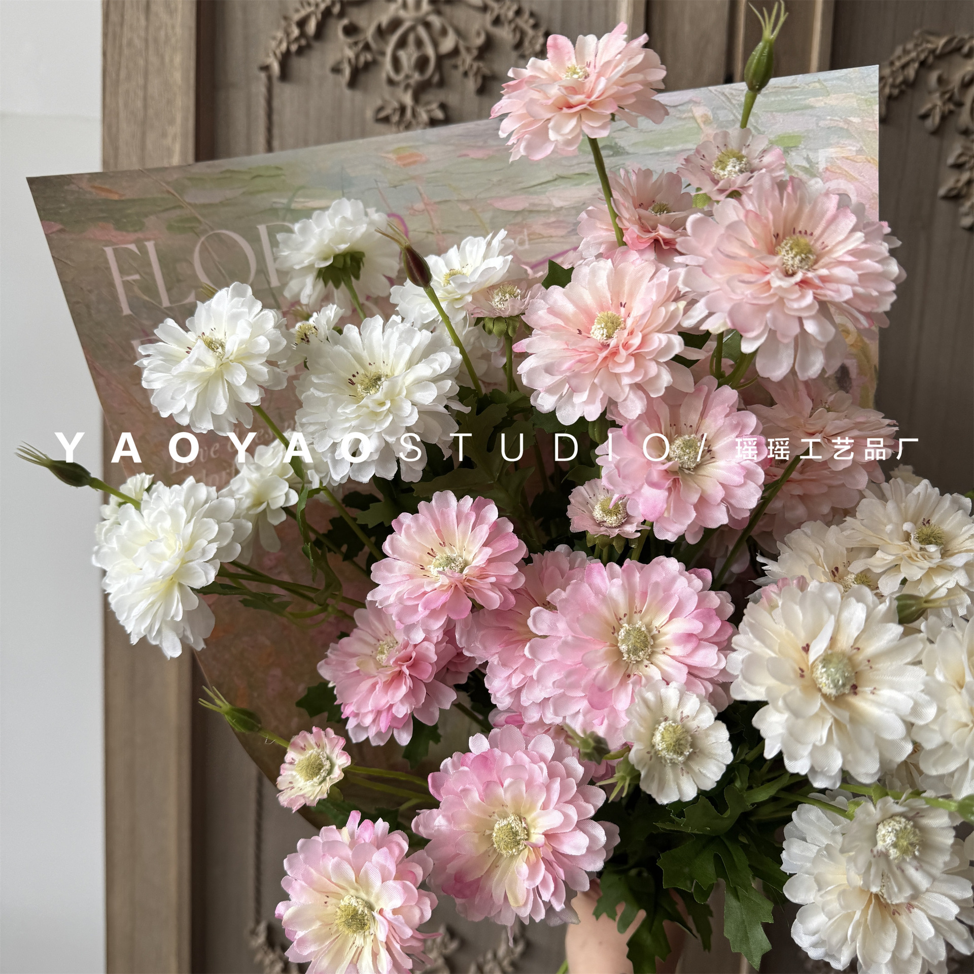 코코 진니아 오 핑크 천연 인공 꽃 부드러운 꽃 홈 장식 사진 소품 꽃다발