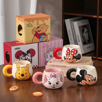 Mickey Minnie Mug breakfast Milk Cup Office Water cup lovely Cartoon ceramics glass factory wholesale
