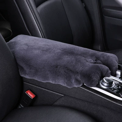 Car Armrest Box Mat, Rex Rabbit: Armrest box - whole-piece-of-lazy-rabbit-fur-dark-gray