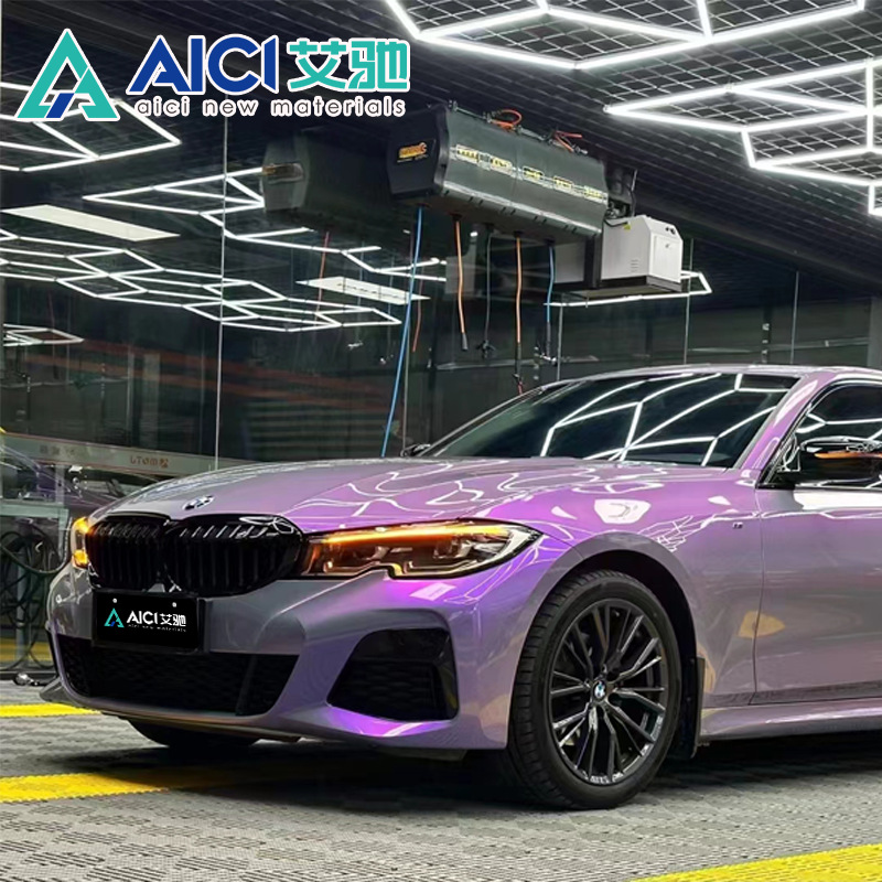 Tpu Magic Gray and Purple Car Color Change Film, High-Definition Gradient Dual-Color Hydrophobic Anti-Stain Easy-To-Clean Scratch Self-Repairing