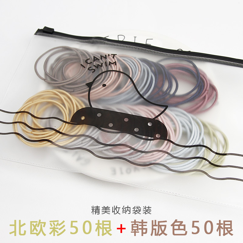 Estilo coreano simple cuerda de pelo de la muchacha de alta banda de goma elástica bolsa de aves banda de pelo sin costura básica cuerda de pelo tocado banda de pelo