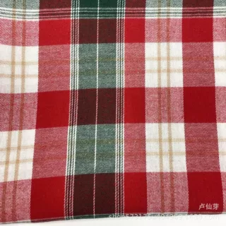 金线亮丝圣诞格 鞋帽箱包 桌布方巾 工艺品面料 涤棉色织格子布