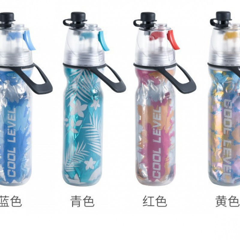 便携提环PE网红喷雾杯多功能户外运动喷水壶双层跨境保冷喷雾水杯|undefined