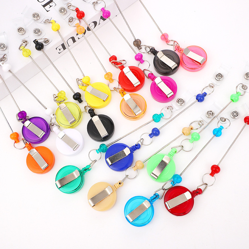 Cross-Border Badge Keychain Nurse Multifunctional Easy-Pull Rope Telescopic Buckle Khaki Multi-Color DIY Multifunctional Keychain