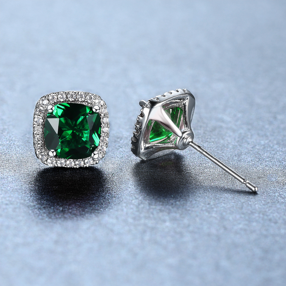 Fashion Geometric Copper Inlay Zircon Ear Studs 1 Pair