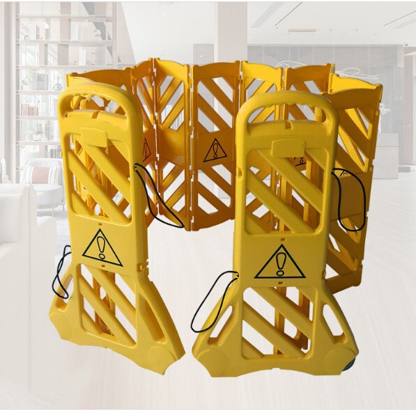 Printable Extension Plastic Barrier with Mobile Wheels Plastic Mobile Security Barrier Portable Telescopic Road Barrier