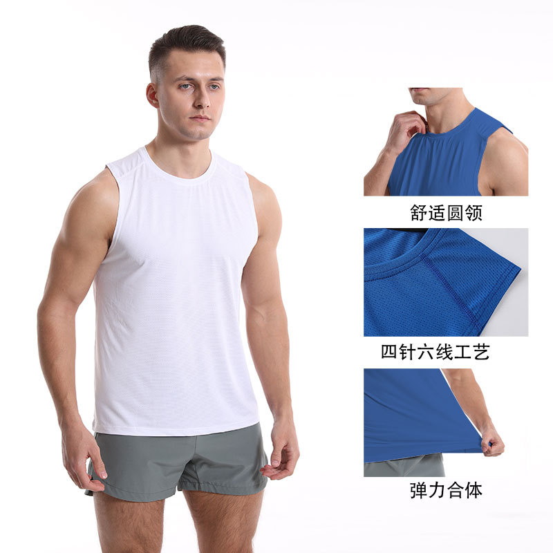 Verano Fitness músculo deportes chaleco hombres transpirable absorción de humedad suelta entrenamiento ropa de baloncesto sin mangas Chaleco de secado rápido manga corta