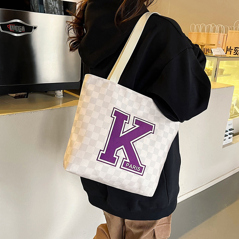 キャンバスバッグins女子学生韓国大容量アルファベットショルダーバッグトートバッグシンプルファッションキャンバスバッグメーカー|undefined