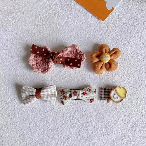 New milk coffee color baby hair clip, baby hair accessories, cute bow edge clip, small hair volume, light hair clip