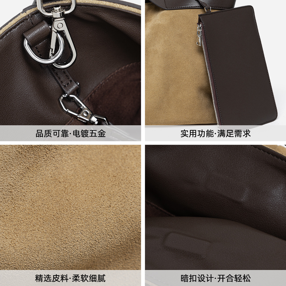Cross-Border Autumn/Winter New Retro Genuine Leather Women's Bag, Shoulder Handbag, Cowhide Tote Bag, Large Capacity Best-Selling Women's Purse - Thumbnail 4