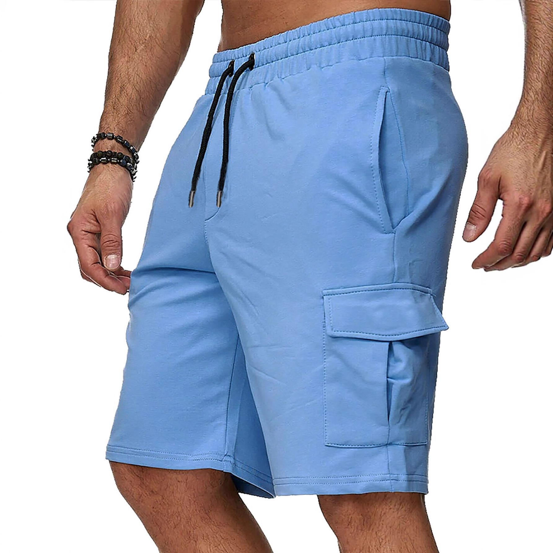 New Cross-Border Plus-Size Men's Short Sports Cargo Shorts Multi-Pocket Fitness Shorts Sports Casual Knee-Length Shorts