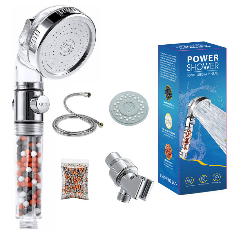 Bathroom handheld three-gear filter stop shower booster shower head negative ion water purification shower three-piece set Bathroom handheld three-gear filter stop shower booster shower head negative ion water purification shower three-piece set