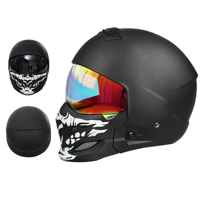 Summer All-Season Scorpion Helmet Combination | Motosiklet kaskı (dəbilqə) - 856-sub-black-skeleton-colorful-mirror-m55-56