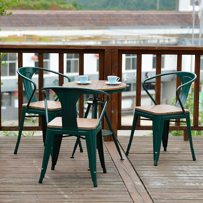 outdoors Tables and chairs courtyard balcony combination outdoor Café Iron art tea table Simplicity leisure time Terrace Three Cross border