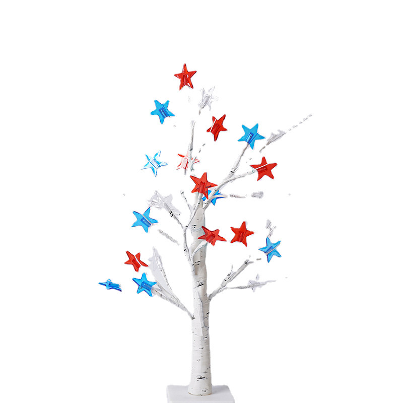 (2개) 나무 빛 LED 파티 레이아웃 독립 기념일 장식 빛 실내 분위기 창 침대 옆 내각 장식품 풍경 빛나는 나무