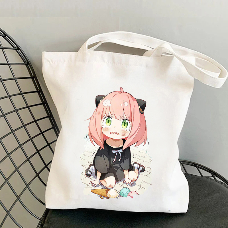 Anime espía casa Spy x familia impresa bolsa de lona Harajuku bolsa de hombro bolsa de compras de mano estudiante