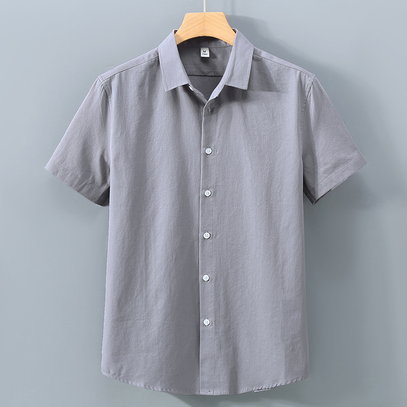 Herren Kurzarmhemd Minimalistisch Baumwolle Lässig College Stil_voghion.com