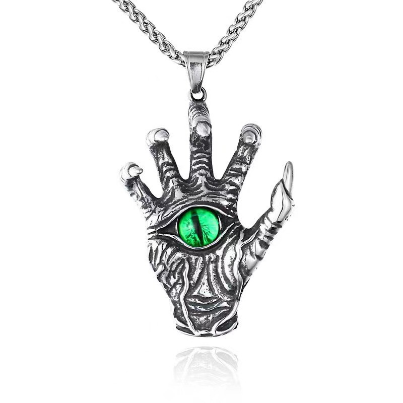 Nouveau collier œil du diable pour homme, personnalité tendance, hip-hop, pendentif griffe en acier titane, chaîne de pull polyvalente_voghion.com