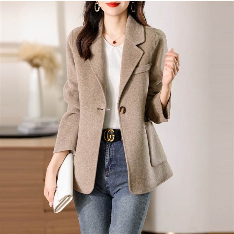 Autumn and Winter New Women's Wool Coat Suit Collar Small Double-Sided Nylon Coat Short Woolen Women's Coat Wholesale