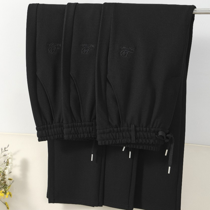 Pantalones casuales de cintura alta de talla grande para hombres pantalones largos de cintura elástica sueltos de mediana edad y ancianos pantalones de pierna recta con cremallera de control de acceso para hombres