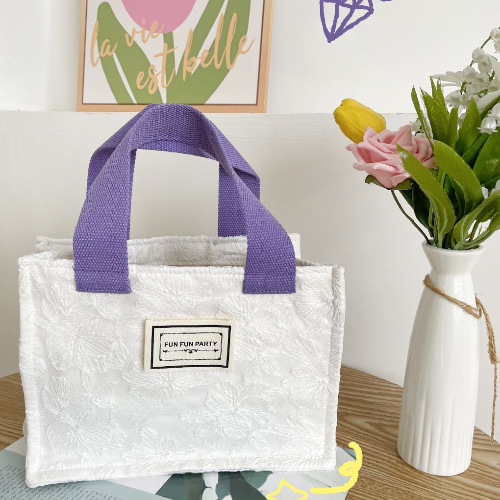 Amazon transfronteriza de suministro/picnic floral caja de almuerzo bolsa de todo el partido de la mano que lleva pequeña bolsa cuadrada de encaje bolsa de almacenamiento bolsa de la momia