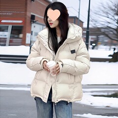 休闲连帽中款服女冬季新品2025小个子保暖鸭绒面包服外套