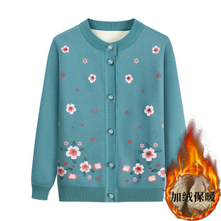 Autumn and winter clothing for middle-aged and elderly mothers cardigan sweater for grandma thickened warm lambswool sweater for the elderly coat top