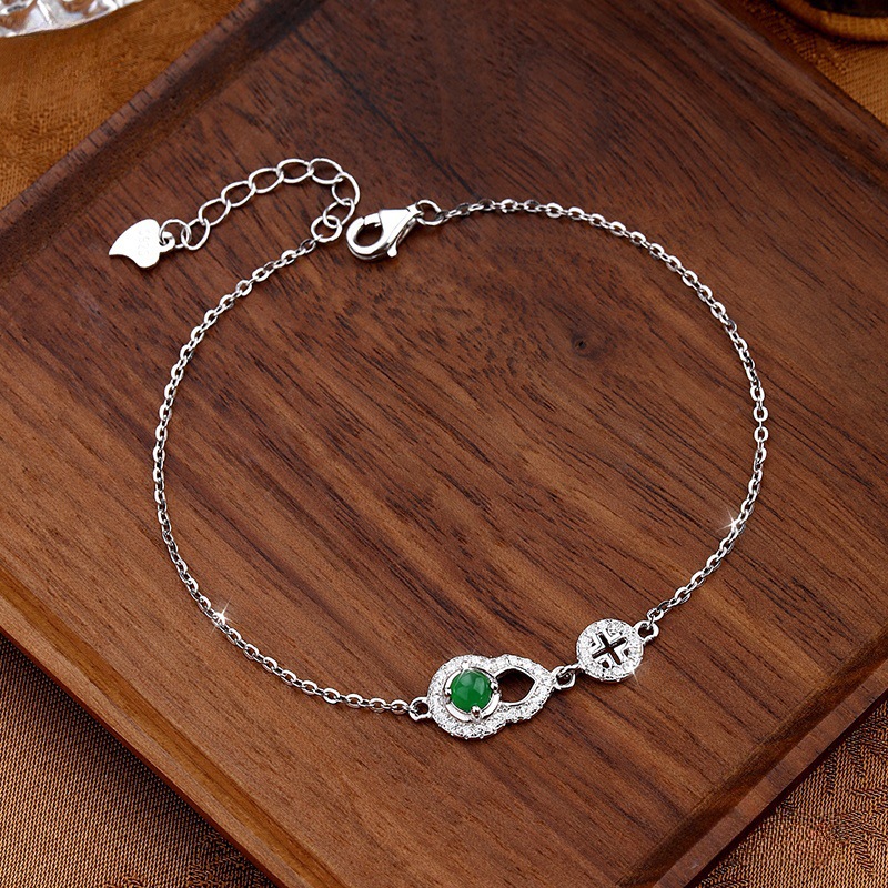 Material peligroso, calabaza auspiciosa, joyería de jade natural, pulsera de plata esterlina S925, nueva moda china, sentido retro premium