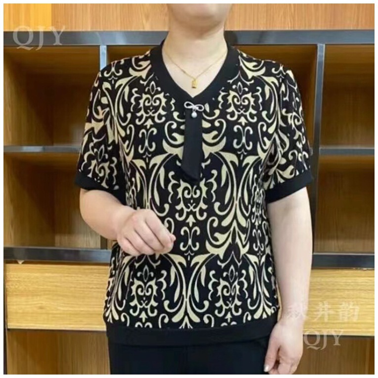 2024 Summer New Fashion Strap Short-sleeved Shirt 40 to 50 Years Old Casual Loose Belly Covering T-shirt Top for Women 2024 Summer New Fashion Strap Short-sleeved Shirt 40 to 50 Years Old Casual Loose Belly Covering T-shirt Top for Women