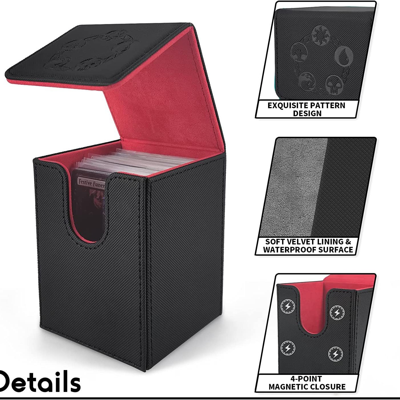 Tarjeta DE LA Caja de tarjeta de almacenamiento Caja de tarjeta magnética ptcg Pocket Monster Bao Ke Meng Cubierta Caja de tarjeta de juego de mesa de almacenamiento