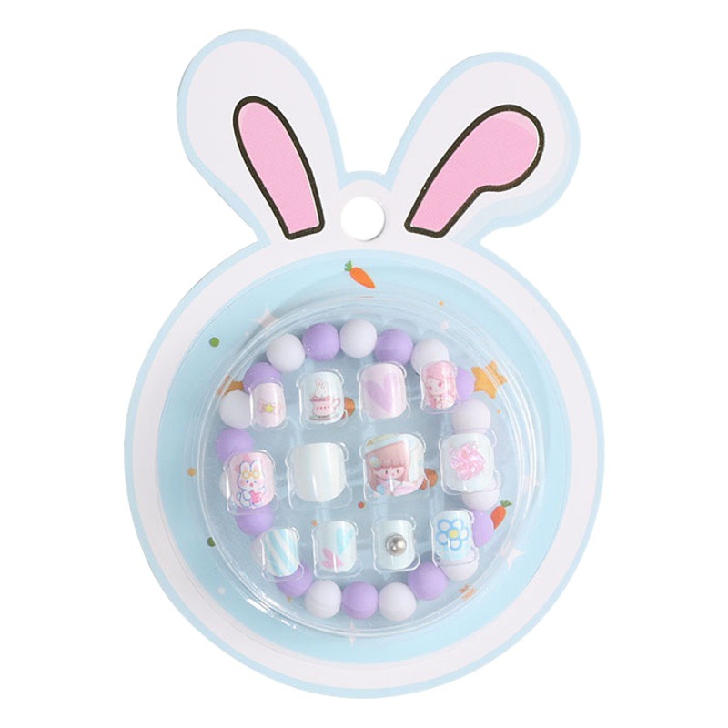 Parche de uñas para niños pegatina de uñas para niña pieza de uñas autoadhesiva pegamento de jalea uña falsa pieza de uñas terminada desgaste de dibujos animados uñas