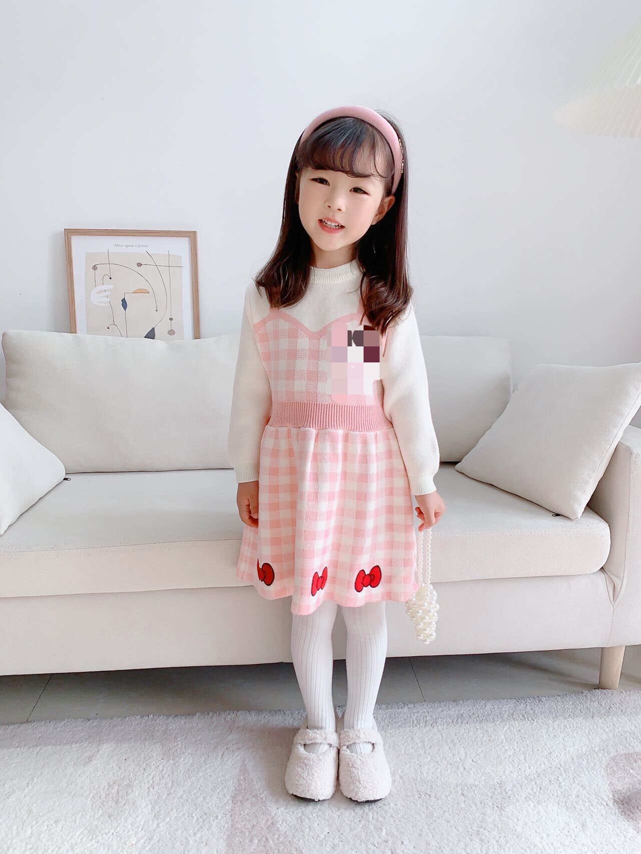 Ragazze Di Lana D 2023 Inverno Nuova Bambina Alla Moda Falso in Due Pezzi Del Fumetto Ricamato a Maniche Lunghe per Bambini_voghion.com