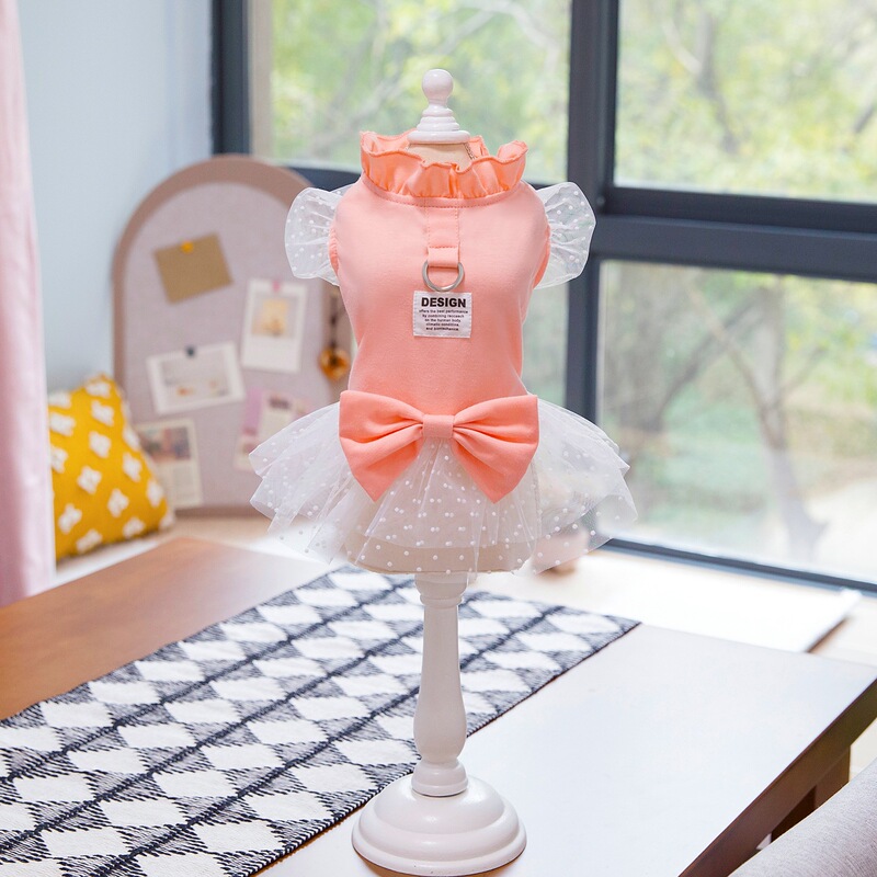 Spring and Summer Pet Teddy Bixiong Fadou Hanging Traction Wedding Dress Dress Dog Cat Clothes Supplies