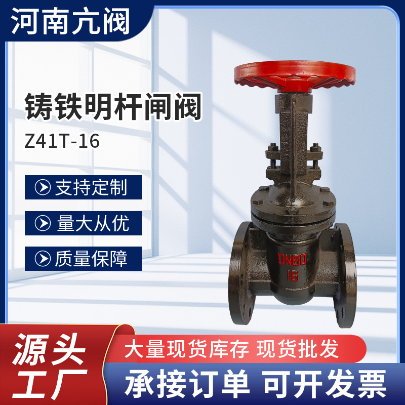 Surface-Mounted Gate Valve Z41T-16 Fire Protection Sewage Drainage Water Supply Drainage Gate Valve Russian Standard Cast Iron Gate Valve with Copper Core