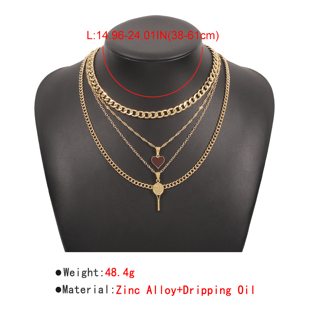 Retro Creative Tennis Racket Multi-layered Necklace Wholesale display picture 4