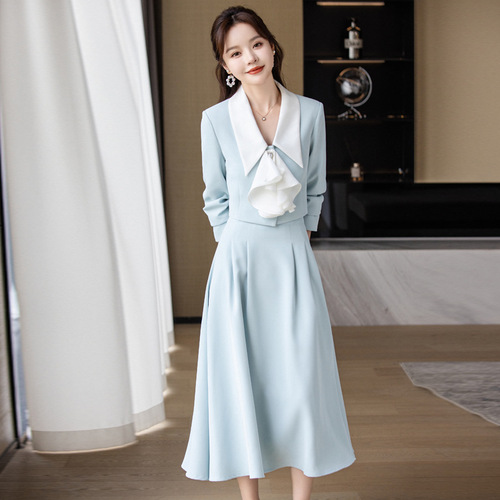 Formal occasion suit suit skirt women's spring and autumn professional temperament goddess style small dress high-end small fragrance two-piece set