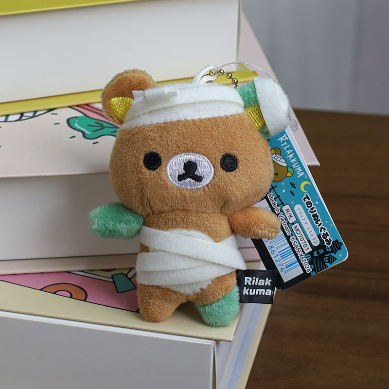 日系リラックマ20周年デパート店長ストラップ人形かわいい熊ミニぬいぐるみリュックサック飾り
