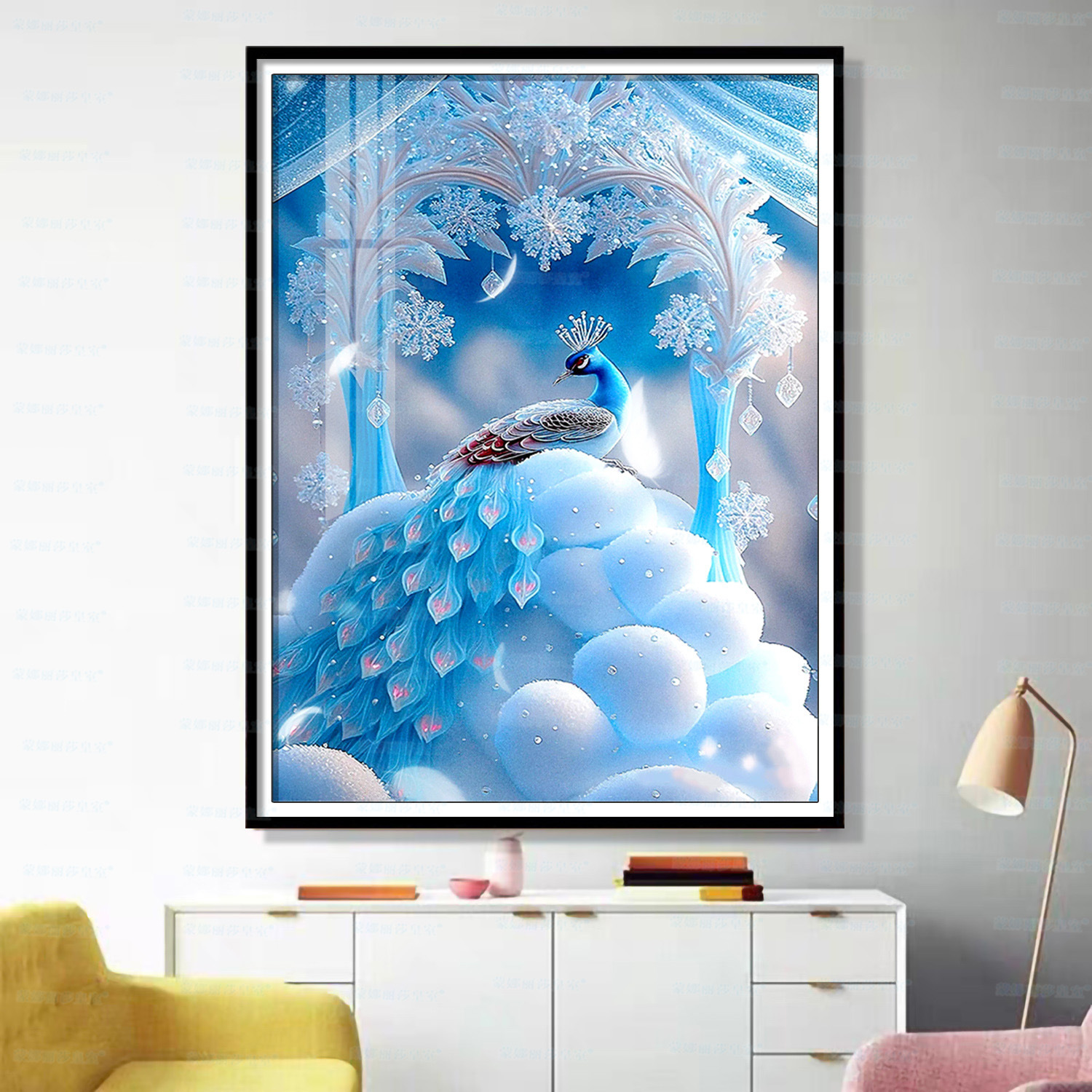 Mona Lisa real Cruz puntada hielo y nieve Pavo Real nuevo pavo real chino estilo chino pintura decorativa bordado a mano hilo image 9