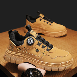 Labor men's shoes 2024 new autumn construction site work thick-soled wear-resistant tooling shoes men's low-top Martin fashion shoes