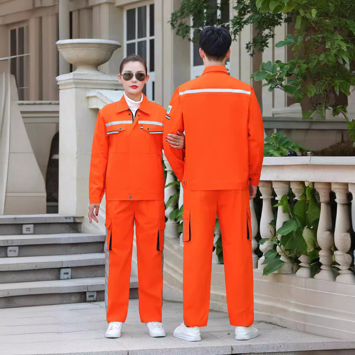 沈阳鸿伊格品牌工作服定制车间工人劳保服装电焊工纯棉反光条工服