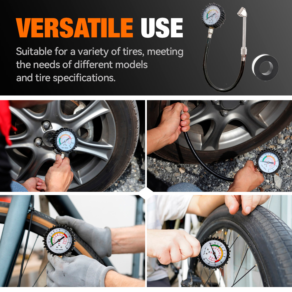 Car tire pressure gauge, mechanical inflation nozzle, motorcycle and electric vehicle tire pressure gauge, inflation nozzle connector, metal