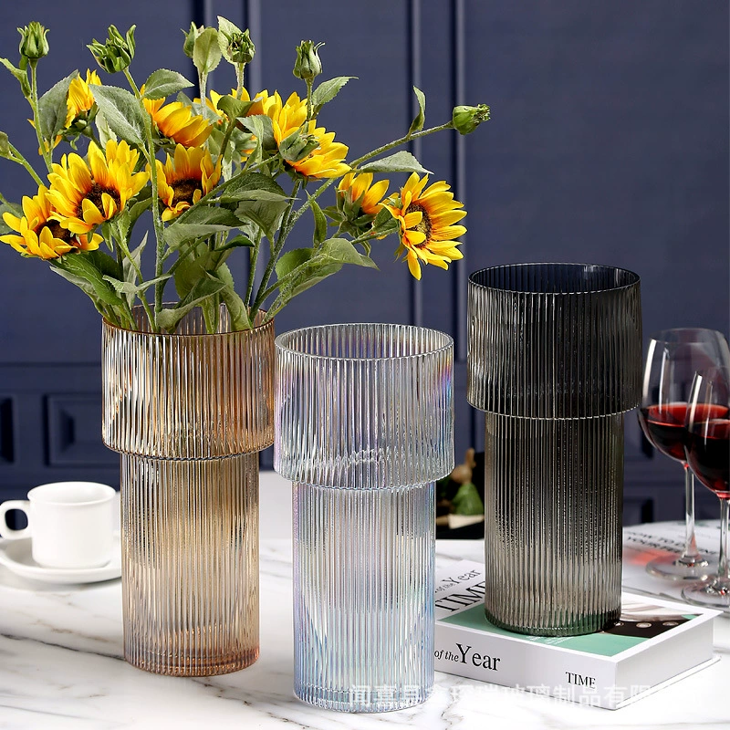 Скандинавский простой вертикальный прозрачный Факел стеклянная ваза креативная гостиная мягкая Цветочная композиция водное украшение ваза оптом