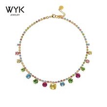 官方正品宋妍霏同款多色宝石彩金项链女轻奢小众高级感叠戴锁骨链