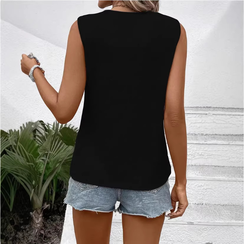 Women's Clothing Summer Cute Cat Print Vest T-Shirt Women's Clothing Top European American Style A12 Print_ecoleips.com