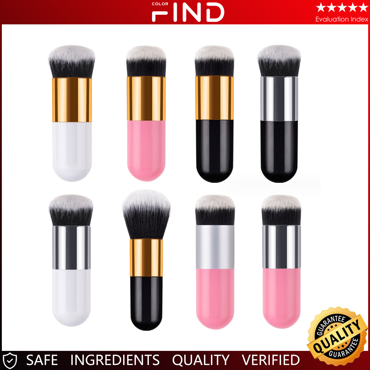 Brocha de maquillaje Chubby, brocha para base, brocha para polvos, mango de plástico, brocha Chubby, herramientas de belleza en stock, polvo de oro negro